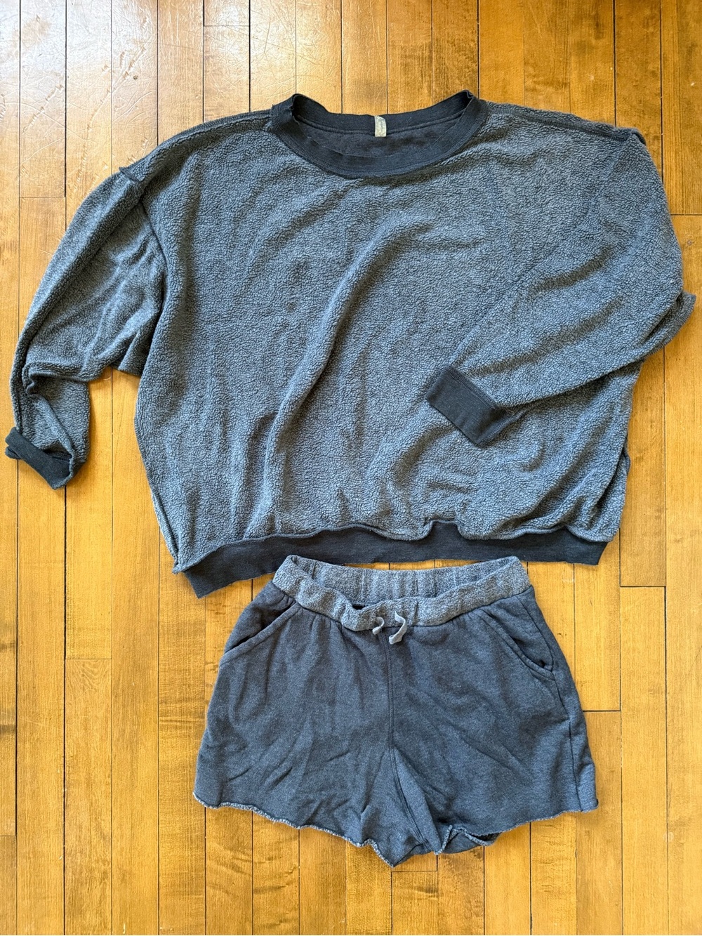 Free People Charcoal Gray Terry Leisure Set